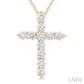 1/3 Ctw Round Cut Diamond Cross Pendant With Chain in 14K Yellow Gold